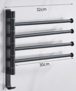 "Space Aluminum" Okretni držač ručnika – Montaža bez bušenja