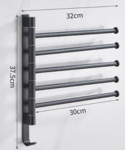 "Space Aluminum" Okretni držač ručnika – Montaža bez bušenja