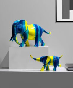 "CamoElephants" Art – Moderni set dekorativnih slonova od smole (Set 2 figure)