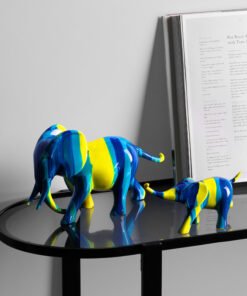 "CamoElephants" Art – Moderni set dekorativnih slonova od smole (Set 2 figure)