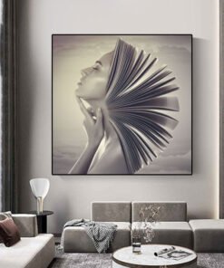 "Literary Soul" Art – Moderna slika na platnu (Motiv djevojke i knjige)