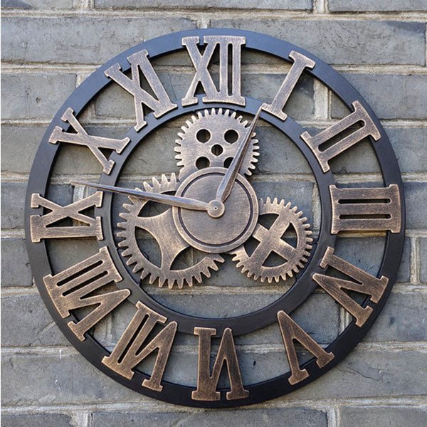 "LoftArt" Industrial – Zidni sat sa metalnim okvirom - Vintage Bronze (Bronzana)