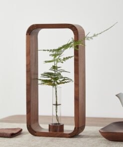"NatureHarmony" Hydroponic Duo – Dekorativni stalak od prirodnog drveta sa staklenim epruvetama