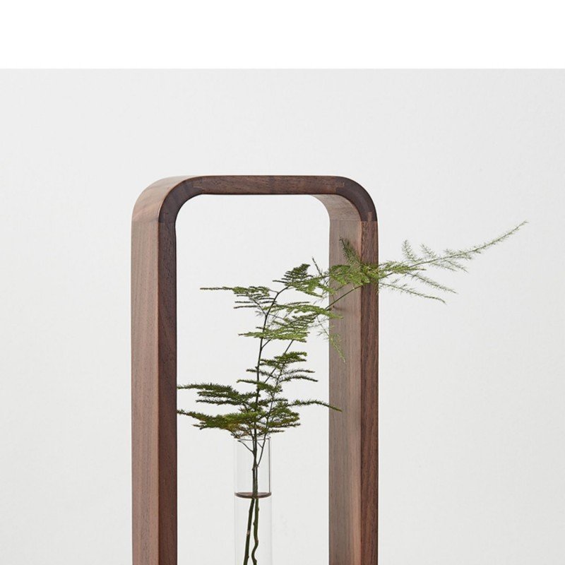 "NatureHarmony" Hydroponic Duo – Dekorativni stalak od prirodnog drveta sa staklenim epruvetama