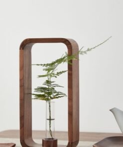 "NatureHarmony" Hydroponic Duo – Dekorativni stalak od prirodnog drveta sa staklenim epruvetama