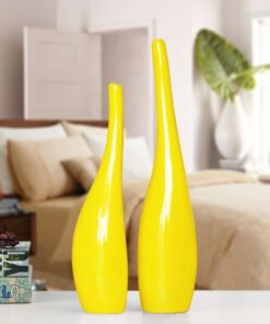 "Nordic Twist" Duo – Set zakrivljenih keramičkih vaza sa pozlatom