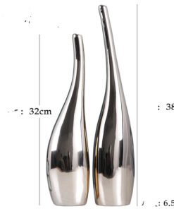 "Nordic Twist" Duo – Set zakrivljenih keramičkih vaza sa pozlatom