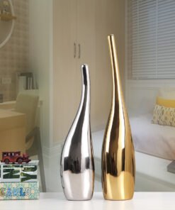 "Nordic Twist" Duo – Set zakrivljenih keramičkih vaza sa pozlatom