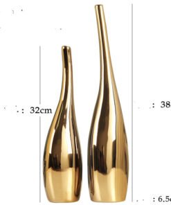 "Nordic Twist" Duo – Set zakrivljenih keramičkih vaza sa pozlatom