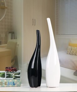 "Nordic Twist" Duo – Set zakrivljenih keramičkih vaza sa pozlatom