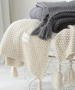 "Cozy Comfort" – Vunena pletena deka s resama
