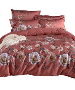 “Floral Bloom Cotton Set” – 4-dijelni set posteljine od pamuka sa elegantnim cvjetnim dezenom u toplim tonovima