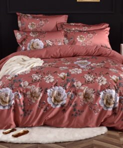 “Floral Bloom Cotton Set” – 4-dijelni set posteljine od pamuka sa elegantnim cvjetnim dezenom u toplim tonovima