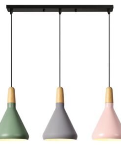 “Macaron Nordic” – Moderni viseći luster od aluminijuma i masivnog drveta