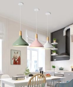 “Macaron Nordic” – Moderni viseći luster od aluminijuma i masivnog drveta