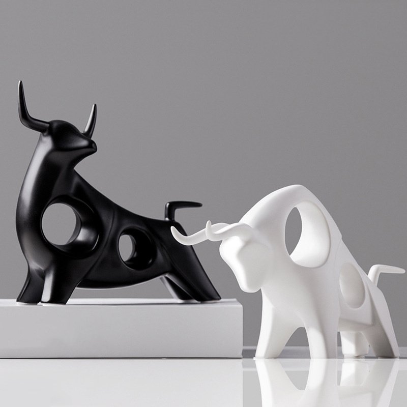 "PowerBull" Geometric – Moderna porculanska statua bika