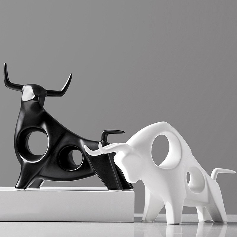 "PowerBull" Geometric – Moderna porculanska statua bika