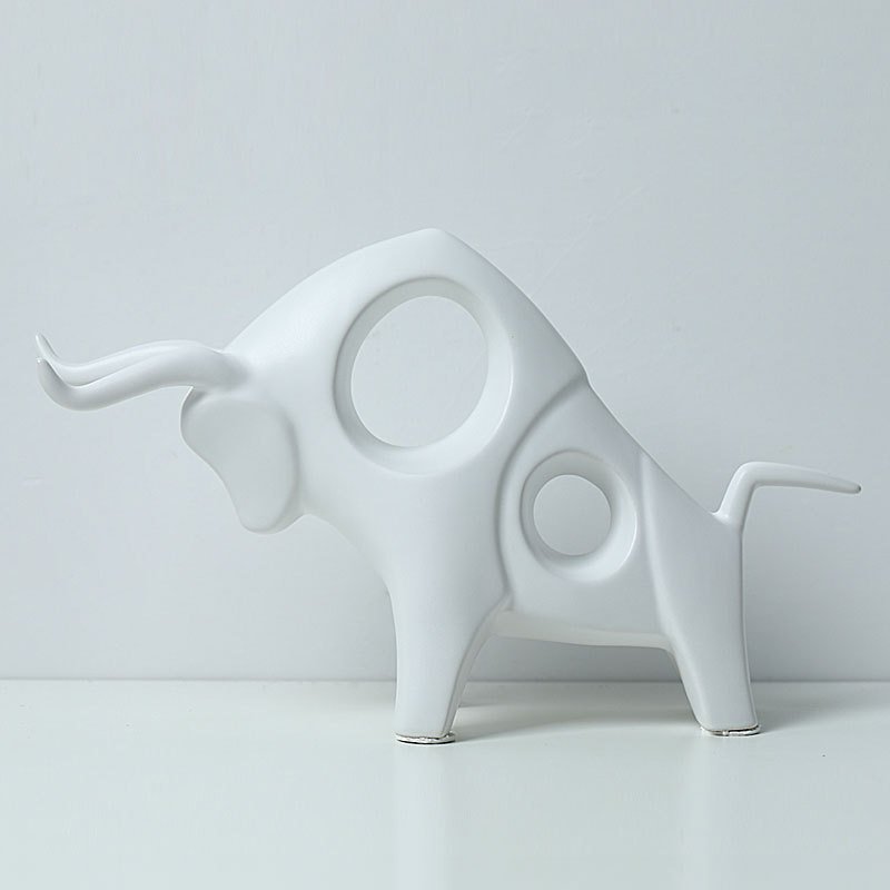 "PowerBull" Geometric – Moderna porculanska statua bika