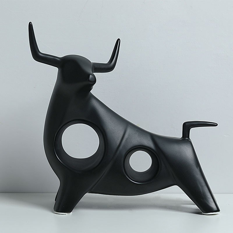 "PowerBull" Geometric – Moderna porculanska statua bika