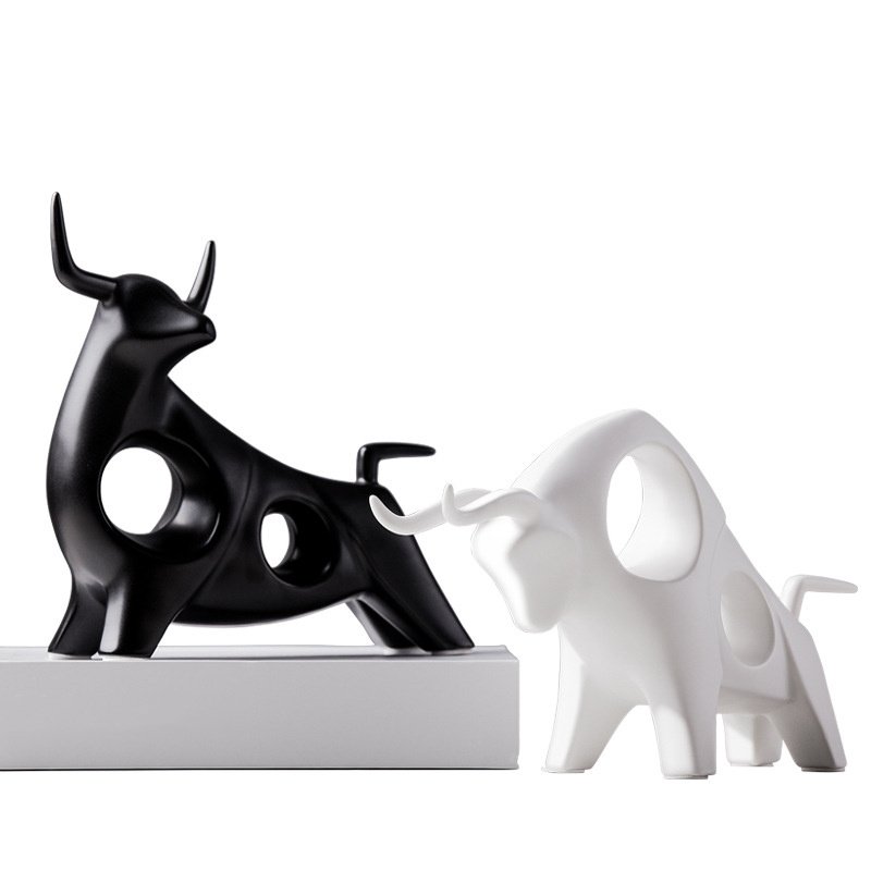 "PowerBull" Geometric – Moderna porculanska statua bika