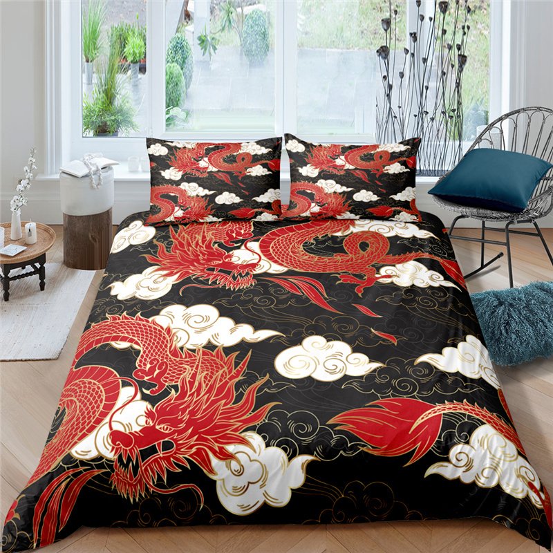 “Printed Polyester Bedding Set” – 3-dijelni set posteljine sa motivom zmaja