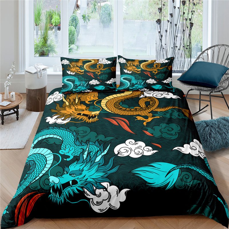 “Printed Polyester Bedding Set” – 3-dijelni set posteljine sa motivom zmaja