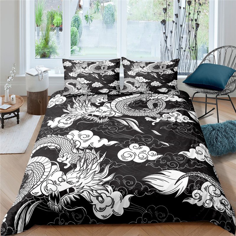 “Printed Polyester Bedding Set” – 3-dijelni set posteljine sa motivom zmaja