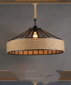 “Rustic Rope” – Retro metalni luster sa konopljinim užetom