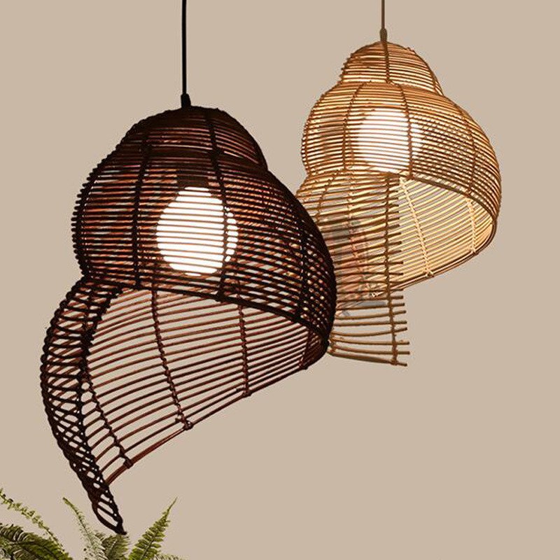 “Snail Rattan” – Kreativna viseća lampa od prirodnog ratana i bambusa