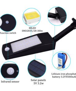 “Adjustable Solar Security Light” – LED solarna zidna svjetiljka sa senzorom i daljinskim upravljačem