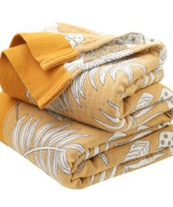 “Leaf Pattern Cotton Blanket” – Pamučna dekorativna deka sa modernim motivima listova