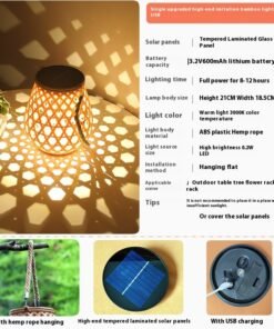 “Solar Rattan Lantern” – Dekorativna solarna LED vrtna lampa za dvorište i terasu