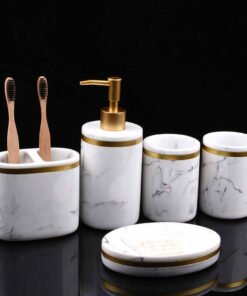 "Marble Elegance" - 5-dijelni set kupaonskih dodataka od smole