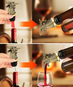 "Royal Lion" – Retro dozator i čep za vino (Legura cinka)
