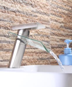 "Waterfall Glass" – Miješalica sa staklenim izljevom (Srebrna)