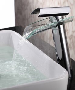 "Waterfall Glass" – Miješalica sa staklenim izljevom (Srebrna)